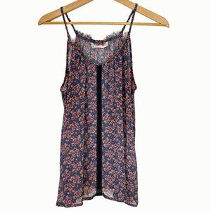 Inked & Faded‎ Womens Ditsy Floral Sheer Spaghetti Straps Top Sz Medium Festival